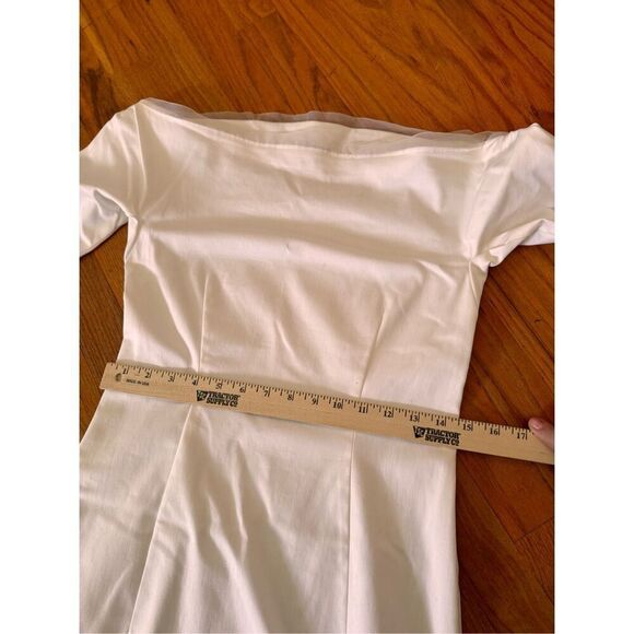 Yumi Eto White Midi Off Shoulder Chic Dress Size 40/8 - Picture 9 of 12